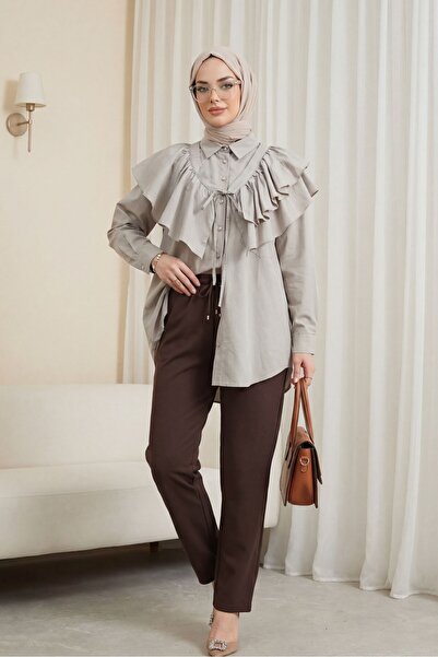 Modamorfo Τουνίκ από ποπλίνα με οβάλ κόψιμο, λεπτομέρεια κάπας και κουμπιά - ...