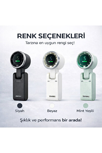 FREED TOOLS LED Ekranlı El Fanı Taşınabilir Katlanabilir Şarj Edilebilir Kade...