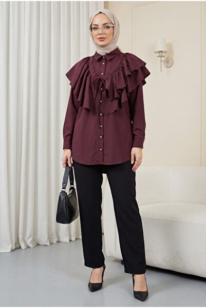 Modamorfo Τουνίκ από ποπλίνα με οβάλ κόψιμο, λεπτομέρεια κάπας και κουμπιά - ...