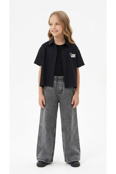 DFN Κοντομάνικο πουκάμισο, αμάνικο κορμάκι και παντελόνι WIDE LEG, σετ 3 τεμα...