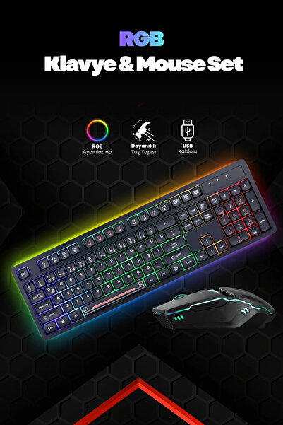 Midcom C-66 Gaming Işıklı Chocolate Q Klavye Style & Mouse