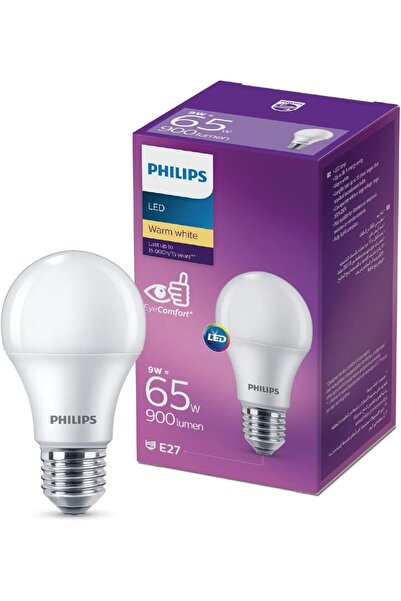 Philips لمبة ليد 9 واط E27 3000K 230V 1CT/12 KSA، أبيض دافئ