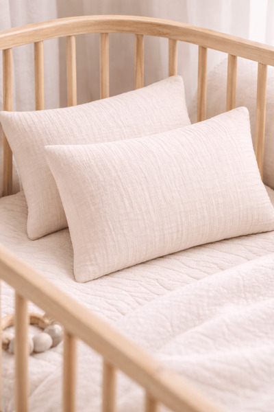 Luvis Home 3 Katlı Müslin Bebek Yastık Kılıfı 2’li Set 35x50 cm – Yumuşak Nef...