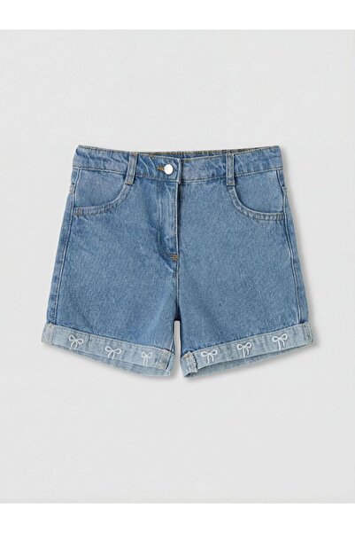 LC Waikiki LCW Παιδικό Κοριτσίστικο Τζιν Σορτς με Κέντημα Φιόγκου