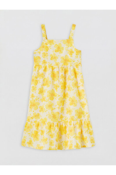 LC Waikiki Square Roba Collar Floral Girl's Poplin Dress from Uzg Store for S...