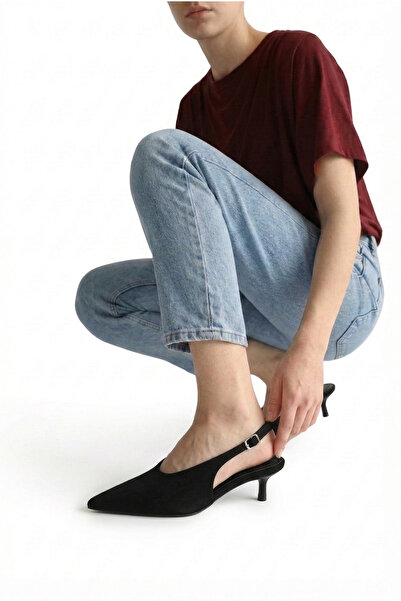 LUVETTO Μαύρο σουέντ με μυτερή μύτη, ανοιχτή πλάτη, κλειστό μπροστινό μέρος, ...