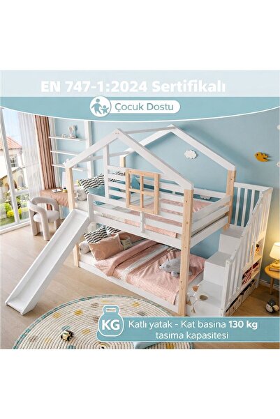 Sare trade Hernest A KALİTE KAYDIRAKLI RANZA ÇOCUK YATAĞI MERDİVENLİ DOLAPLI ...