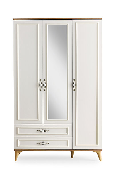 Erz Design Irmak 3 Kapılı 2 Çekmeceli Gardrop Elbise Dolabı 120x48x195cm