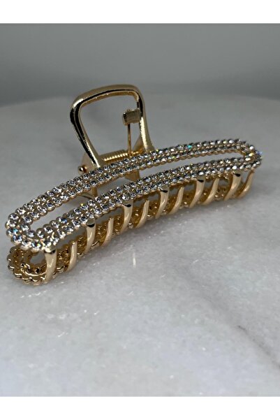 ZD JEWELRY Metal Taşlı Şık Model Gold Kadın Mandal Toka