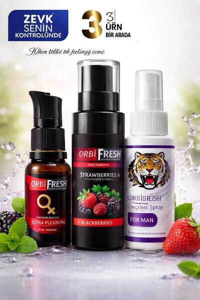 ORBIFRESH 3'LÜ Set Erkek Uzun Deneyim Kadın Uyarıcı Jel Kayganlaştırıcı Jel Ç...