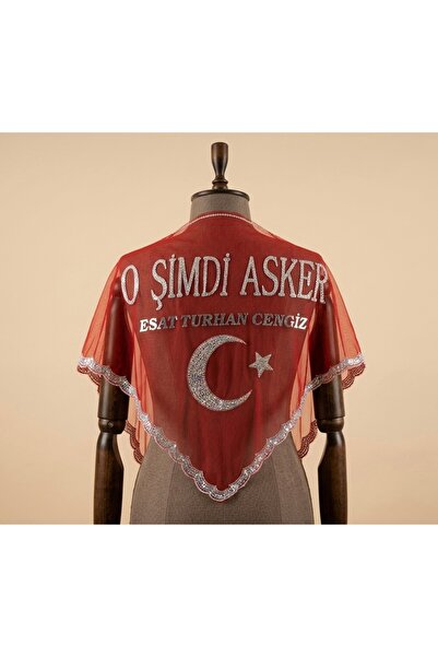 Elriya İSİME ÖZEL KIRMIZI İSİM BASKILI ASKER OMUZ ÖRTÜSÜ, KİŞİYE ÖZEL İSİMLİ