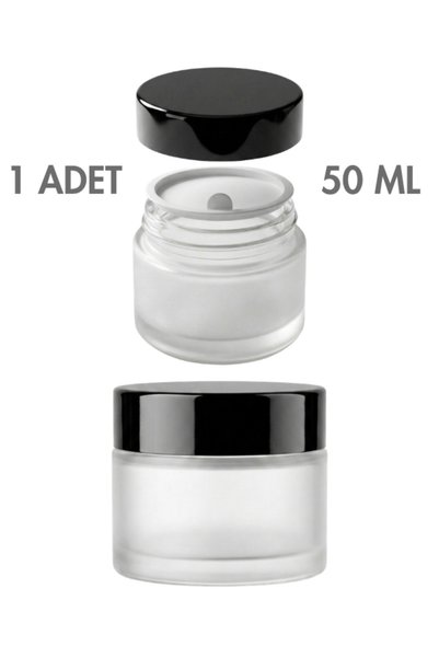 Milea 1 Piece Frosted White Glass with Black Cap Lip Sleeping Cream Cosmetic ...