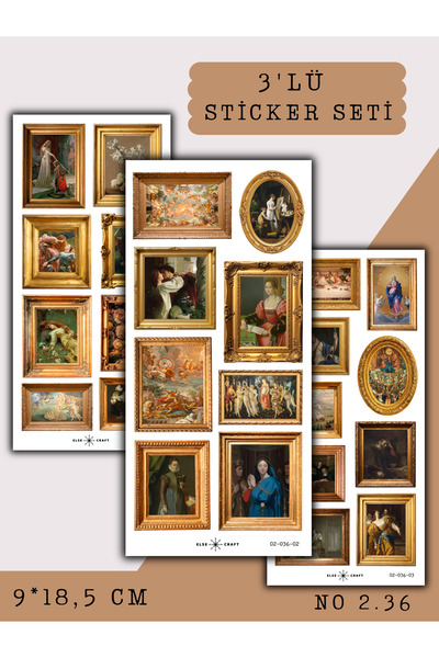 Else Craft 3'lü Rönesans Sanat Tabloları Temalı Sticker 2.36 - Ajanda Planlay...