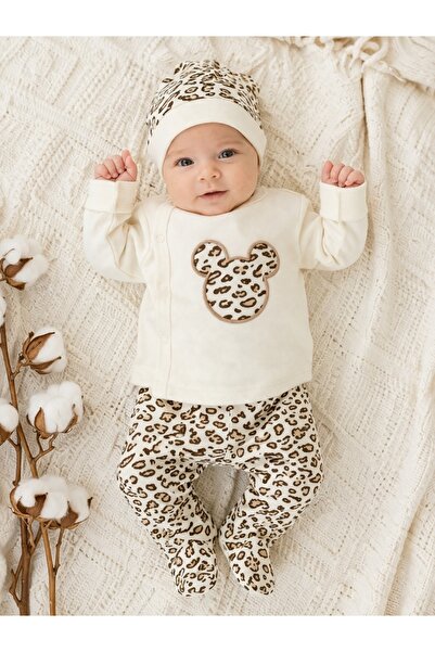 Pure Boutique Σετ μωρού 3 τεμαχίων, βαμβακερό με λεοπάρ σχέδιο, μπλούζα, παντ...