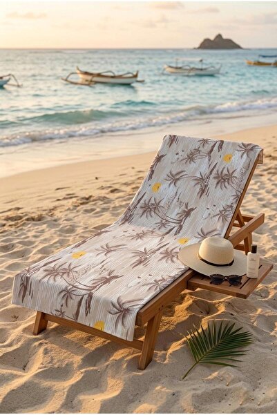 Loselya Ρετρό Πετσέτα Θαλάσσης Μπεζ  "Island " 70 x 150 εκ.