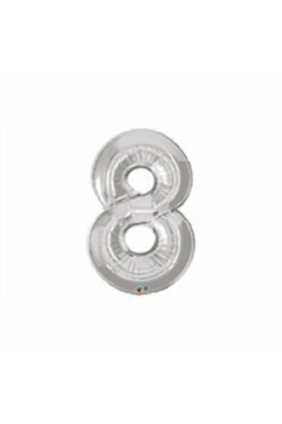 turkuaz parti Silver 8 Number Foil Balloon 100cm