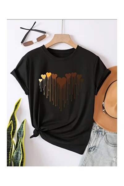 EYAX MODA Fluid Leopard Hearts Oversize Tee / T-Shirt