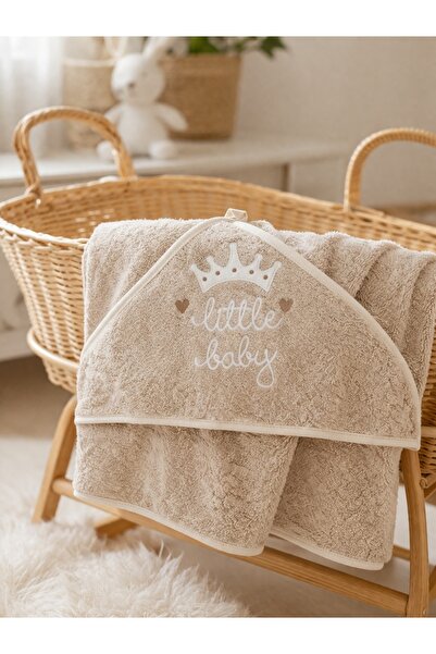 Pure Boutique Πετσέτα μπάνιου μωρού με κουκούλα, από μπεζ βαμβάκι, εξαιρετικά...