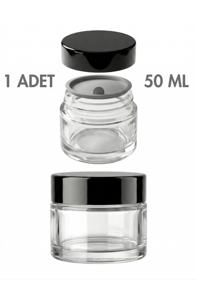 Milea 1 Adet Siyah Kapaklı Parlak Beyaz Cam Lip Sleeping Krem Kozmetik El Bakım Seyahat Kavanozu 50 ML