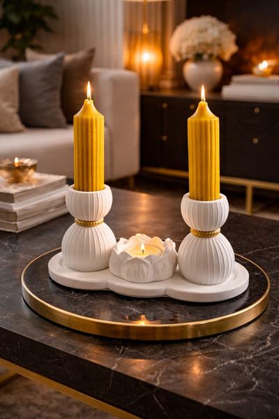 HARFA TEKNOLOJİ DEKORATİF TEPSİDE, 6'LI SET, İTALYAN ÇİZGİLİ, GOLD KEMERLİ, V...