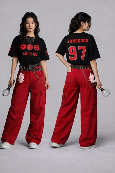 barsdepo Μπλουζάκι με στάμπα Bts, Υπερμεγέθη Unisex Μαύρο Μπλουζάκι για Παιδι...