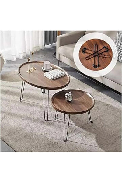co arma Set of Round Service Tables, Consisting of Two: the First One Is 80*5...