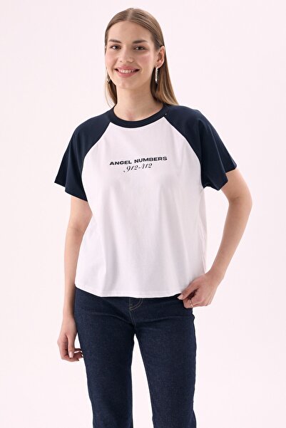 CrepTekstil Tricou Crep pentru femei Angel Numbers 78 cu imprimeu, cu mâneci ...