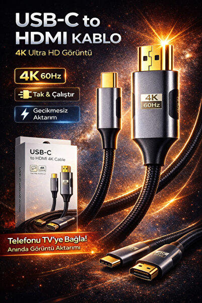 Beruflic USB-C to HDMI Kablo 4K Ultra HD 60Hz Telefonu TV’ye Bağla Type-C Gör...