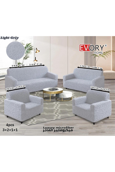 Evory Home Luxury 7 Seater Sofa Cover Set 4-Pieces (3+2+1+1) Stretch Microfib...