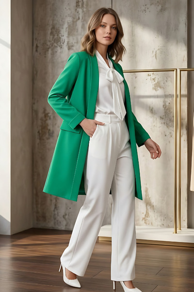 ELVA MODA Kadin Blazer Büyük Beden Ceket Tesettur Giyim Uzun Ceket 10107
