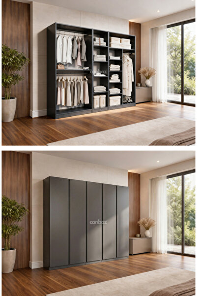 CANBAZ FURNİTURE Mira modüllü 5 MDF kapaklı %100 MDF (KURULUM DAHİL)