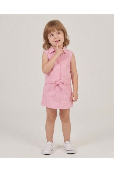 VOY KİDS Στενό Πρότυπο! Κοριτσίστικο καλοκαιρινό σετ με λεπτό τζιν σορτς, φού...