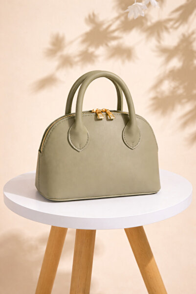 ARLEN STUDIO Women's Mini Bag with Zipper, Oval Shape, Stylish Handbag 20X12 cm