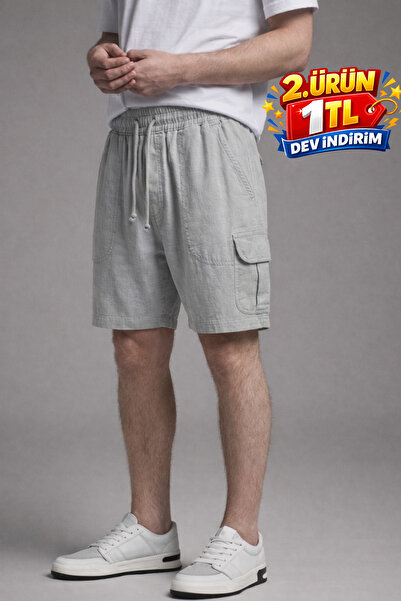 DAMGA JEANS Σορτς - Γκρι - Ελαστικό