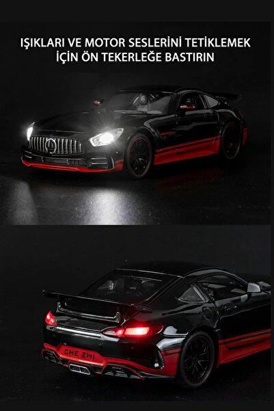 shop Siyah Kırmızı Renkli Mercedes-Benz AMG GTR 1/24 Diecast Koleksiyon Maket...