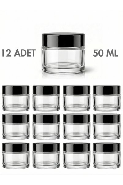 Milea 12 Pcs Glossy White Glass with Black Cap Lip Sleeping Cream Cosmetic Ha...