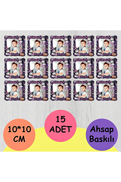 wonderlike Kuromi Figür Fotoğraflı İsim Yazılı Ahşap Magnet Bebek ve Çocuk Do...