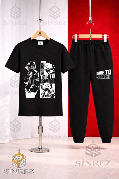 SİNREZ Unisex Kids Dare to Start Byz Printed T-Shirt and Sweatpants Set