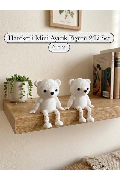 3DcraftTr Hareketli Ayıcık Figür - Dekoratif Masaüstü Oyuncak 2'li set ( 6 cm )
