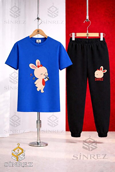 SİNREZ Set de trening unisex pentru copii, cu tricou imprimat TAVSAN MICROFON