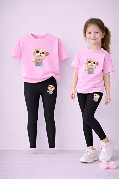 LORVEX Κολάν για μαμά και κόρη - Σετ μπλουζάκι 100% βαμβακερό με στάμπα, ελασ...