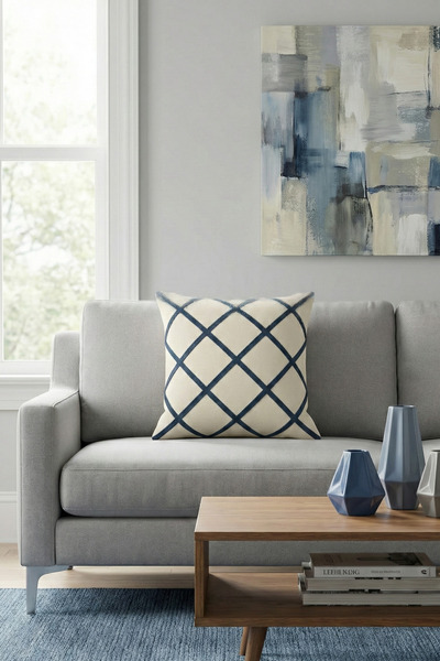 morlina home Dekoratif Ekosa Punch Nakışlı Gizli Fermuarlı Kırlent Kılıfı 42x...