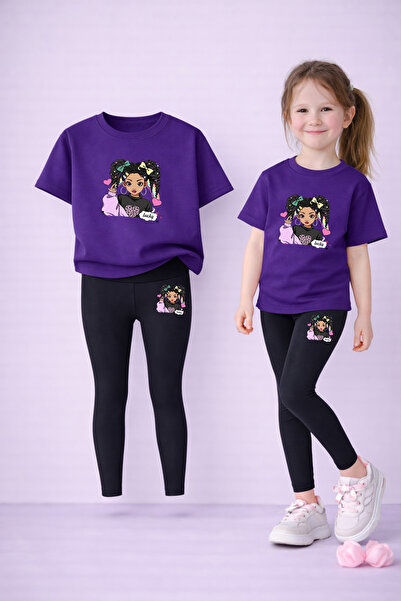 LORVEX Κολάν για μαμά και κόρη - Σετ μπλουζάκι 100% βαμβακερό με στάμπα, ελασ...