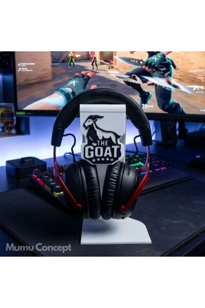 Mumu Gamer Kulaklık Standı Goat Serisi Kulaklık Askısı - Yayıncı Masa Üstü Aksesuarı Beyaz