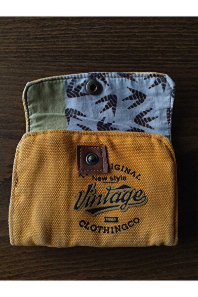 Old Cotton Sarı Vintage Cüzdan