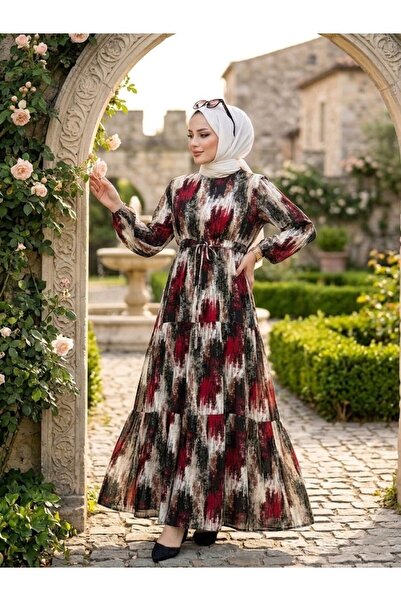 MİSMOLY فستان مريح يوميًا بتصميم مزين وحزام عند الخصر