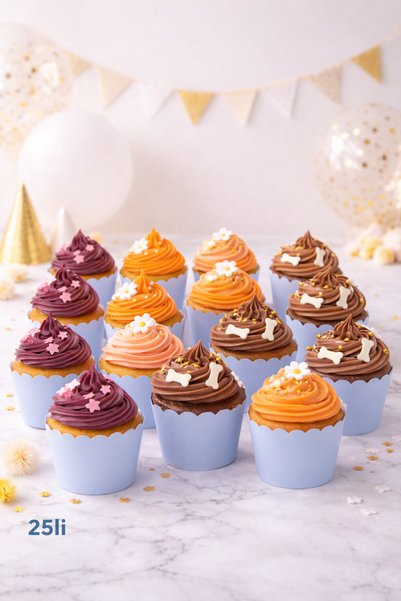 Baloncu Nene Açık Mavi Cupcake Kek Kapsülü 25’li Paket Muffin Kapsülü Baby Sh...