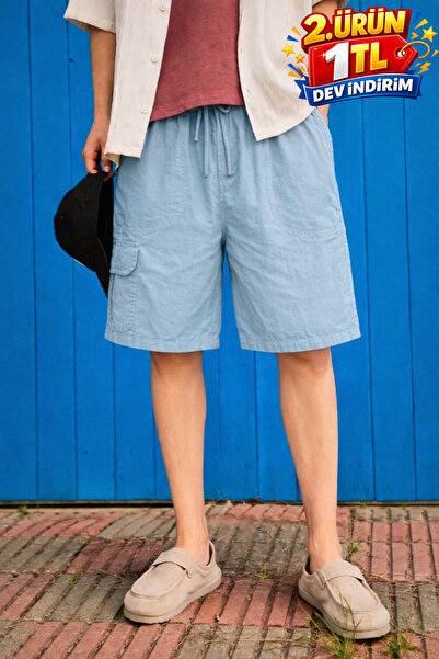 DAMGA JEANS Σορτς - Μπλε - Ελαστικό