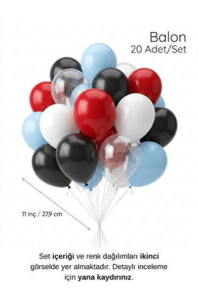 Bunloon Red Blue Superhero Themed Balloon Set 20 Pieces Men's Birthday Party ...