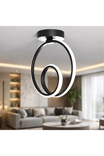 NEHİR HEDİYELİK EŞYA NEHİR Siyah Tekli Plafonyer Led Beyaz Işık Ultra Ledli S...